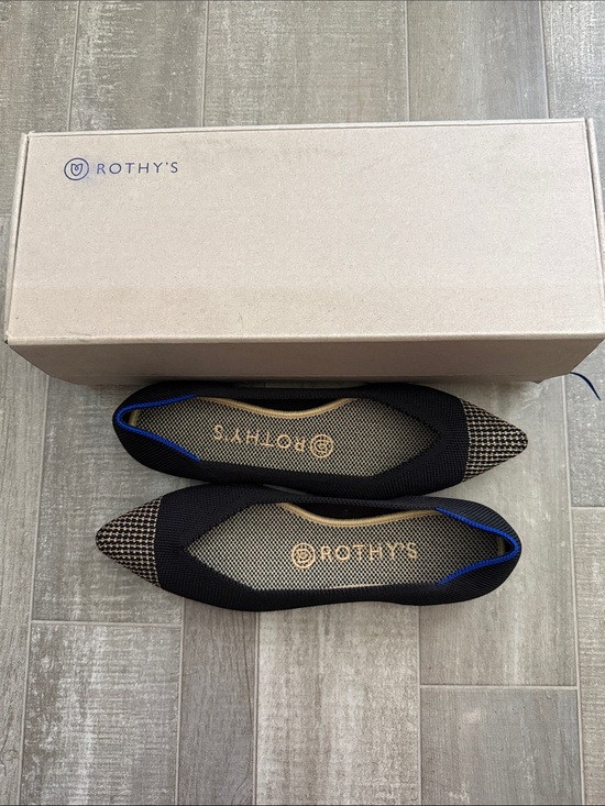 Rothy's Shoes - Rothy's Black Knit Pointed-Toe Flats with Houndstooth Toe Accent